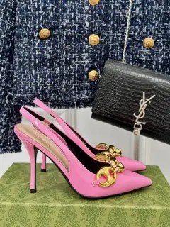 Gucci metal chain slingback sandals