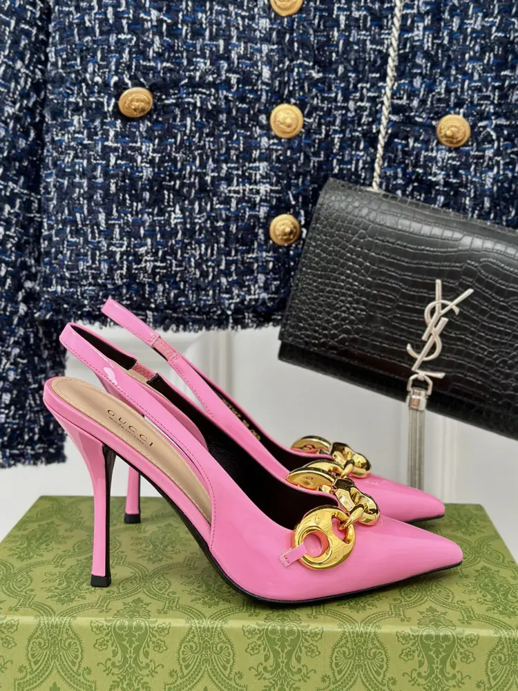 Gucci metal chain slingback sandals
