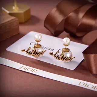 DIOR letter earrings The same brass material as the counter