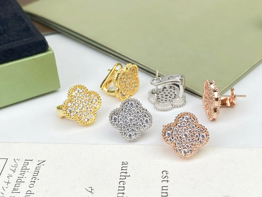 Van Cleef & Arpels diamond four-leaf clover earrings
