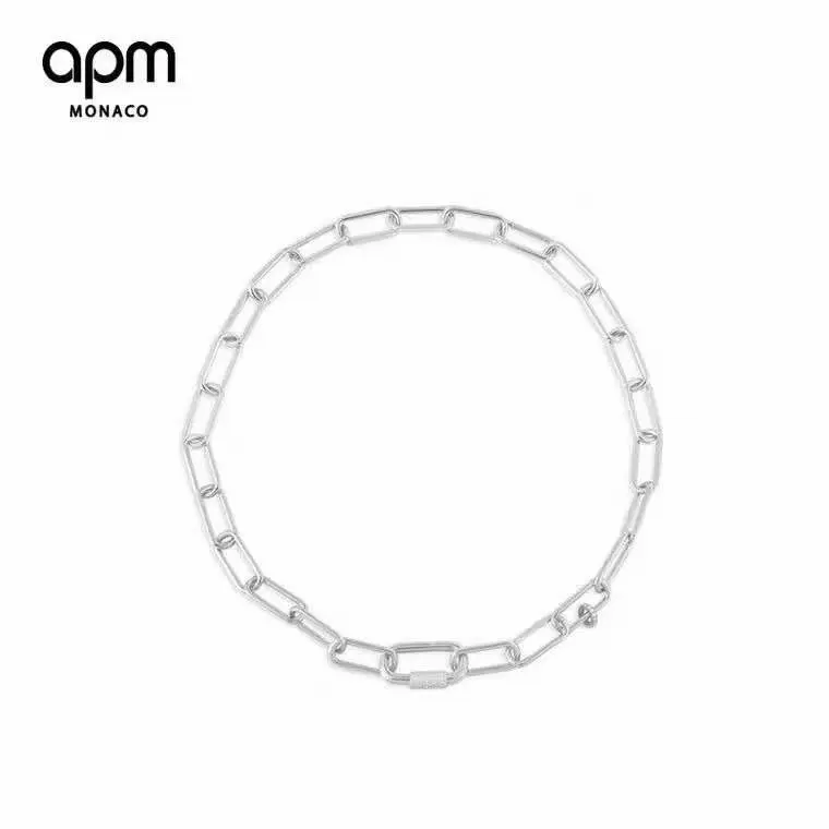 Apm monaco silver love chain thick necklace