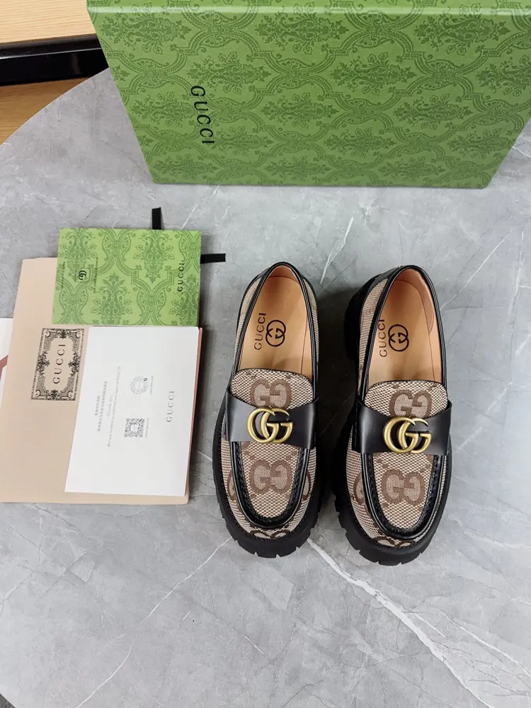 Gucci Double GG Grooved Thick-soled Loafers. Original 1:1 creation. Superb quality