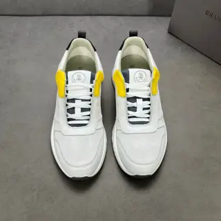Brunello Cucinelli color-blocked sports flats for men. This pair of flat sports shoes