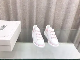 Alexander McQueen white shoes with colorful edges