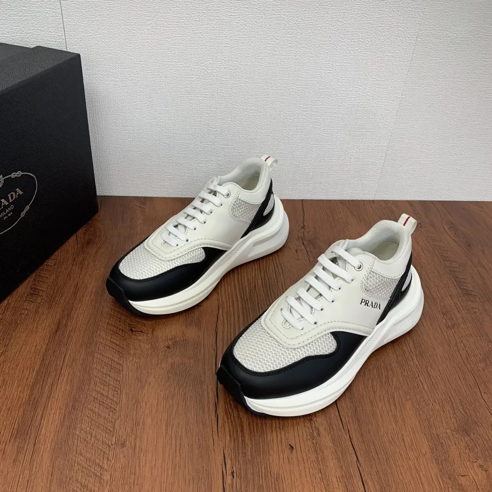 Prada men’s leather and mesh casual sports shoes