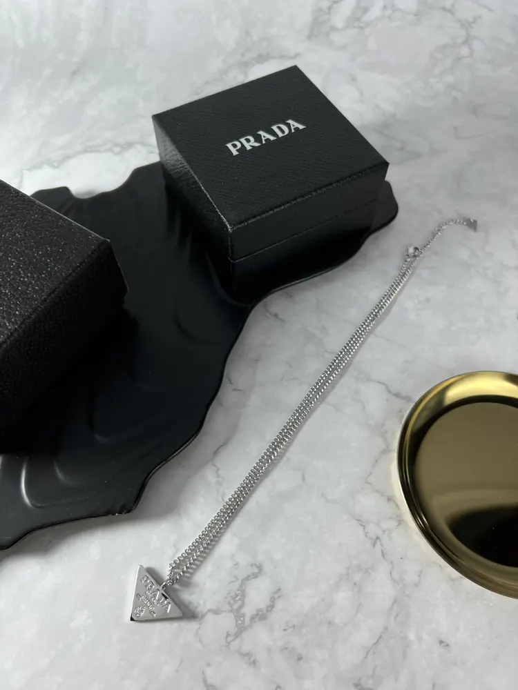 Prada triangle logo necklace