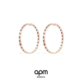 Apm monaco new large hoop red diamond earrings