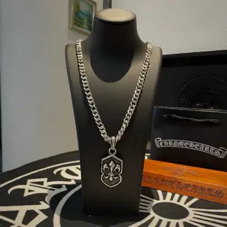 Chrome Hearts Classic Vintage Cuban Necklace Scout Flower Troop Pendant