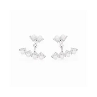 Apm monaco geometric earrings W-shaped wave pattern with pearls