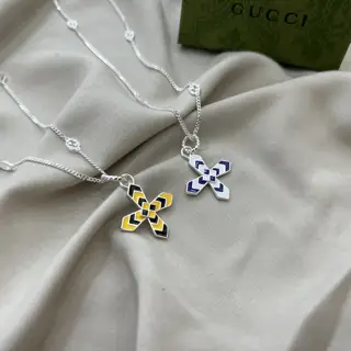 Gucci double-sided enamel cross necklace