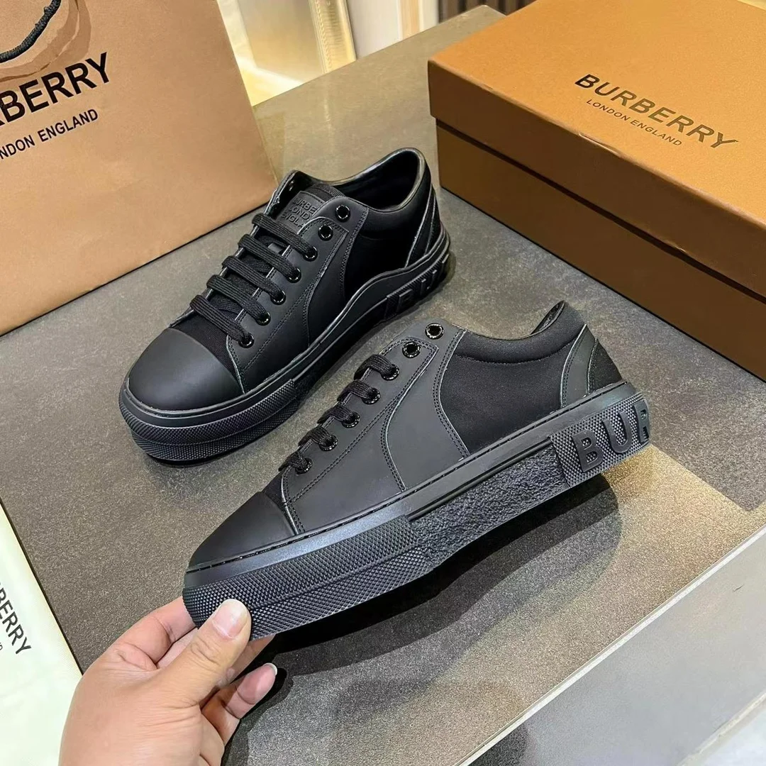 BURBERRY Retro plaid cotton sneakers