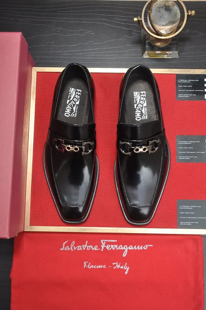 Salvatore Ferragamo formal leather shoes Original imported open-edge premium cowhide +