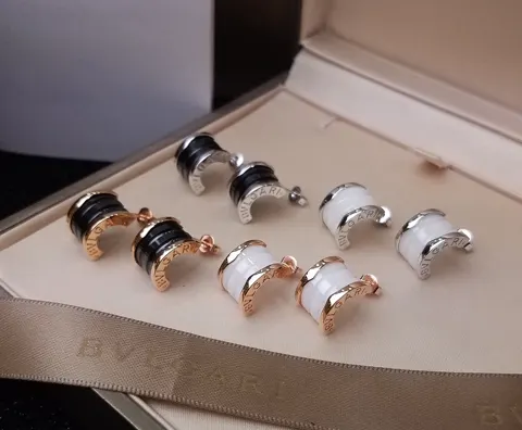 Bvlgari B.ZERO1 series black and white ceramic earrings