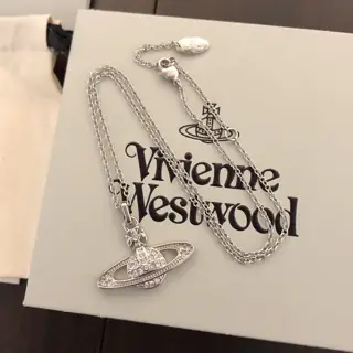 Vivienne Westwood White Diamond Saturn Necklace