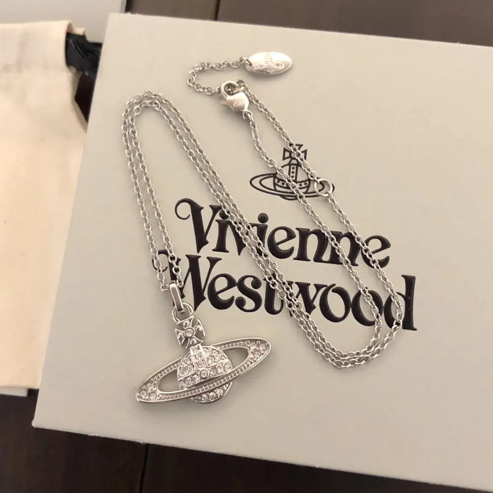 Vivienne Westwood White Diamond Saturn Necklace