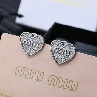 miumiu new full diamond heart earrings