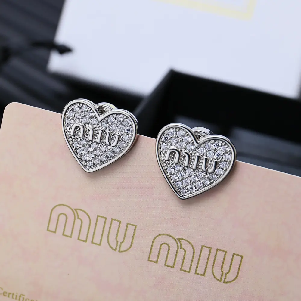miumiu new full diamond heart earrings