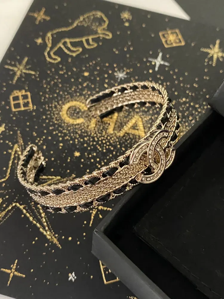 Chanel Swarovski crystal leather letter bracelet