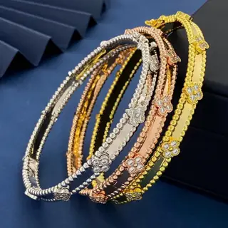 Van Cleef & Arpels Kaleidoscope beaded applique narrow bracelet