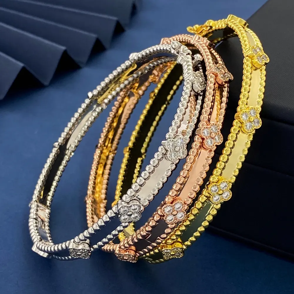 Van Cleef & Arpels Kaleidoscope beaded applique narrow bracelet