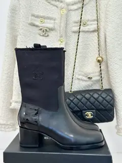 Chanel classic autumn and winter double C thick heel short boots~