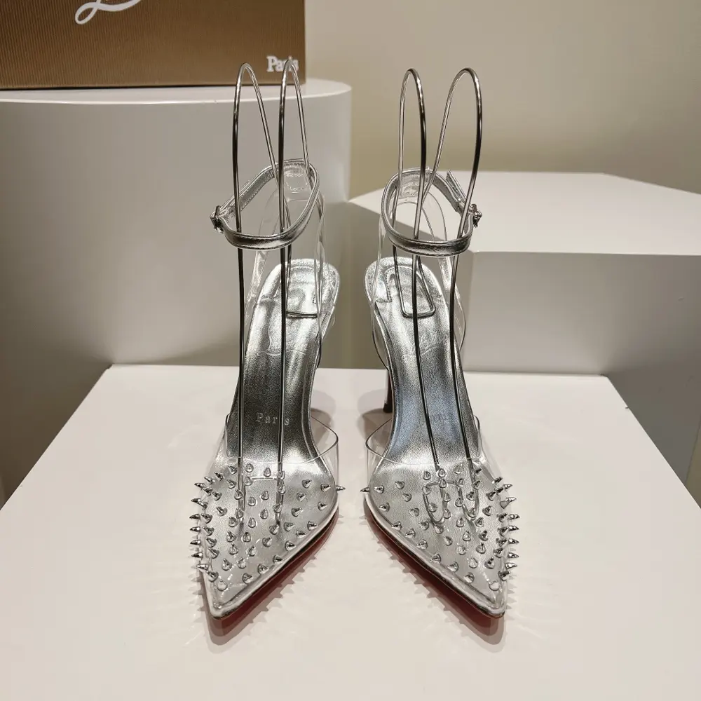 Christian Louboutin pointed high heel transparent rivet sandals