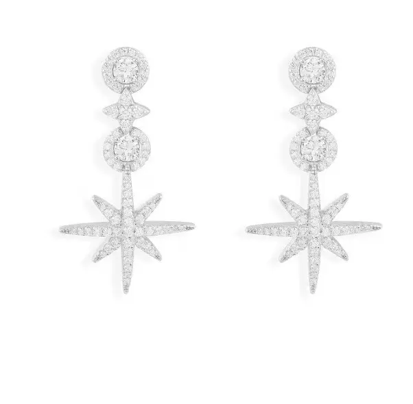 APM Monaco’s pavé meteor and round drop earrings are classic and simple