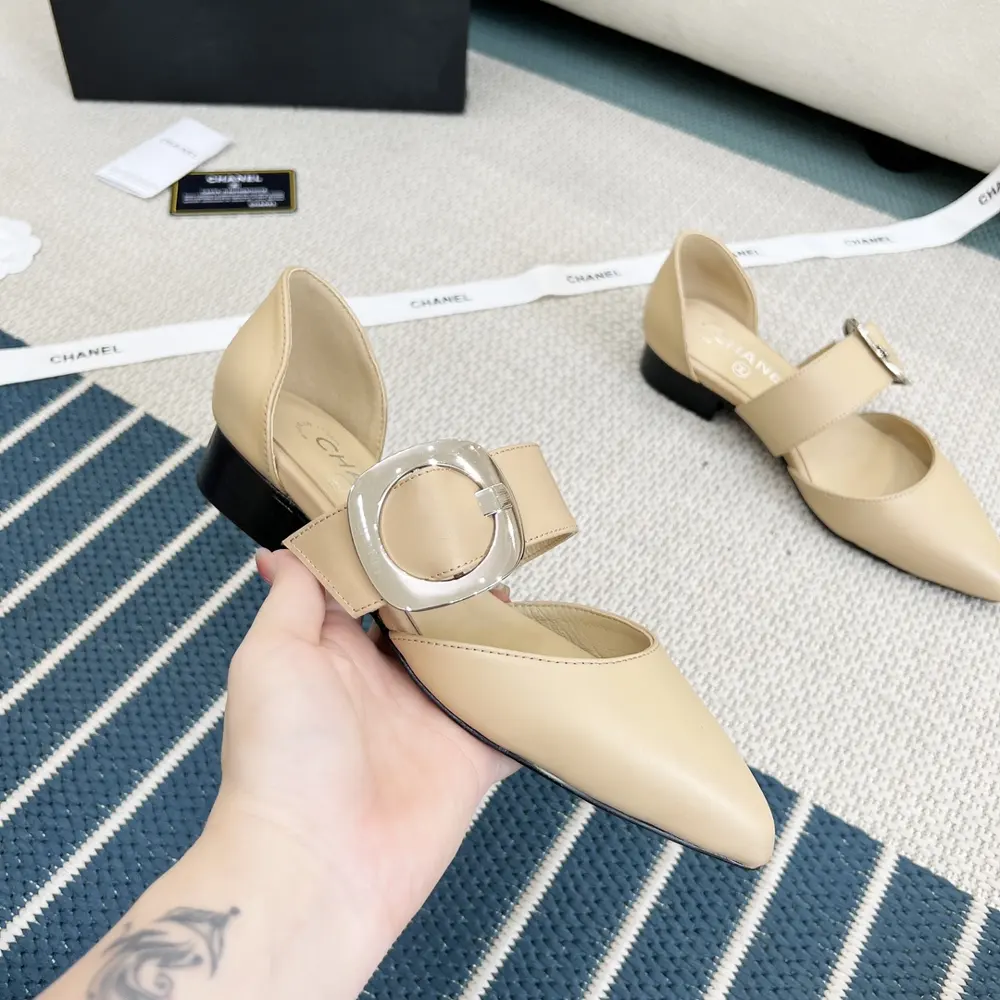Chanel single shoes hollow leather shoes four seasons