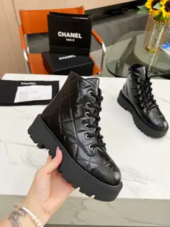 Chanel boots with diamond pattern