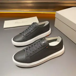 Santoni Italian men’s handmade calfskin casual white shoes