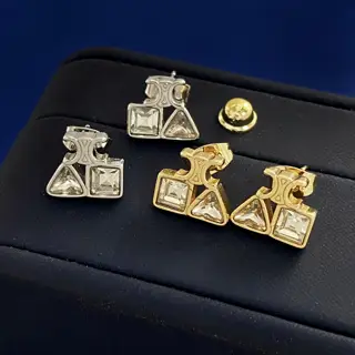 Celine Arc de Triomphe square diamond triangle diamond geometric basic versatile earrings