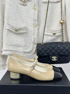 Chanel Double C Colorblocked Thick Heel Mary Jane Shoes Series