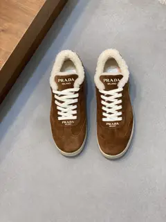 Prada Autumn and Winter Leather Lined Men’s Lace-Up Sneakers