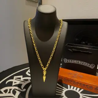 Chrome Hearts Classic Gold Necklace Bullet Pendant