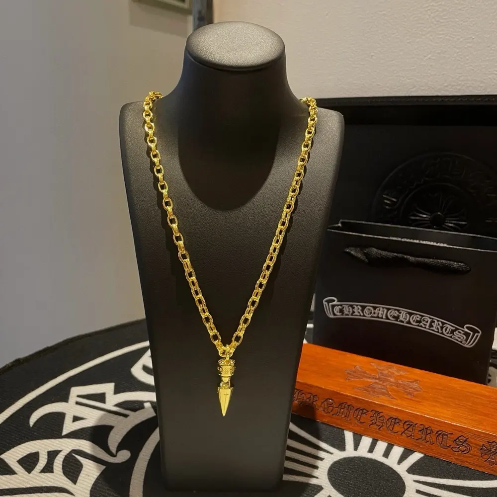 Chrome Hearts Classic Gold Necklace Bullet Pendant