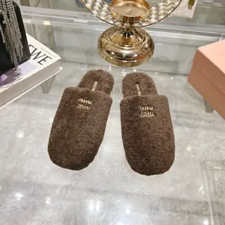 Miu Miu Miu 2024 new wool slippers Sweet and fresh