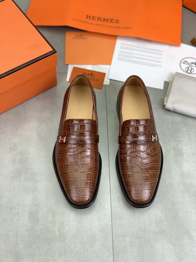 Hermès Formal and Casual Leather Shoes Slip-on Men’s Shoes Series