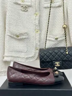 Chanel diamond double C thick heel single shoes