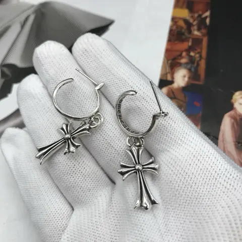 Chrome Hearts vintage diamond cross earrings