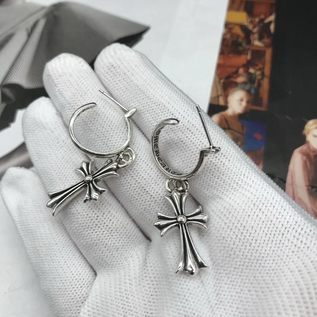 Chrome Hearts vintage diamond cross earrings