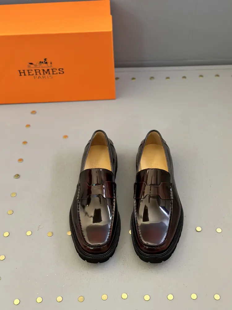 Hermès men’s business casual leather shoes