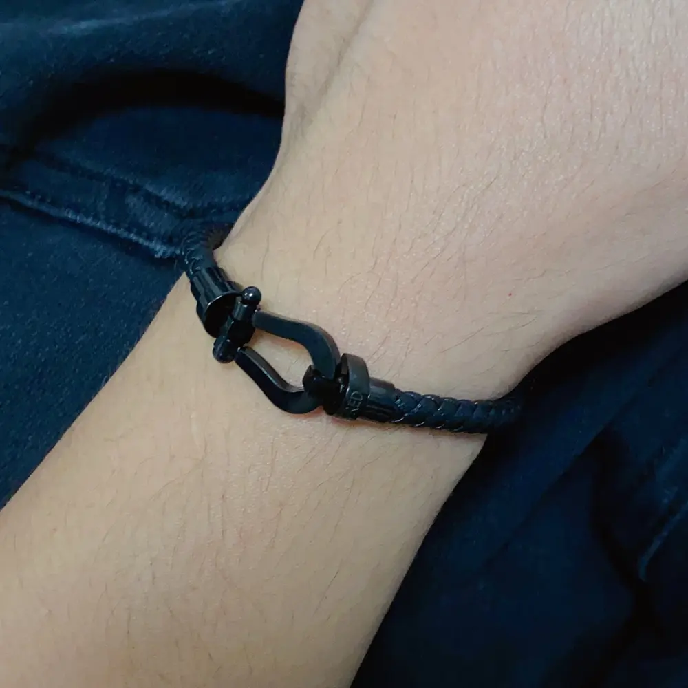 FRED colorful black warrior leather black leather cord bracelet without diamonds