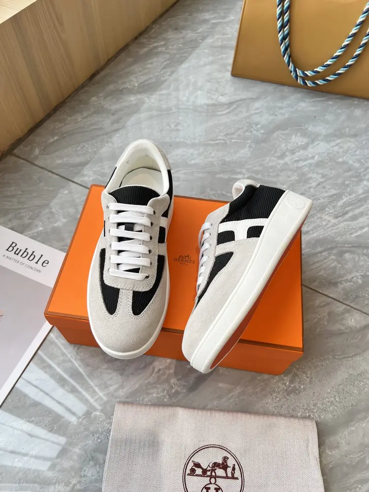 Hermes flat-soled fashionable sports casual shoes Korean style lace-up mesh surface