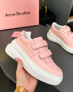 Acne Studios smiley face Velcro white shoes