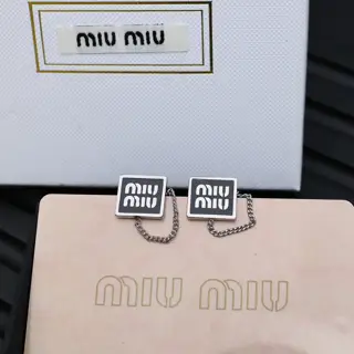 miumiu new chain square earrings light luxury niche style earrings simple letters
