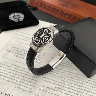 Chrome Hearts Classic Vintage Scout Flower Leather Cord Bracelet