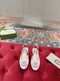 Gucci women’s shoes 2023 flat ballet shoes Double G crystal diamond buckle new single