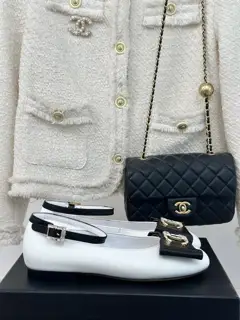 Chanel Bow Double C Rhinestone Mary Jane Shoes~
