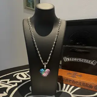 Chrome Hearts Classic Vintage Necklace Purple Heart Pendant