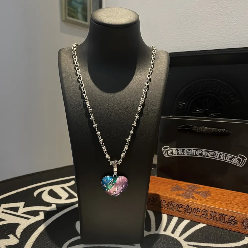 Chrome Hearts Classic Vintage Necklace Purple Heart Pendant